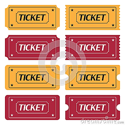 Set of ticket icons in a flat design on a white background Vector Illustration