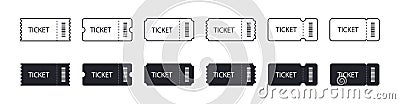 Set of Ticket icons. Line and flat design Vector Illustration