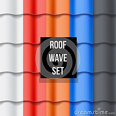 Set of Tiled roof seamless patterns Vector Illustration