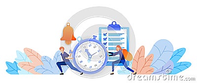 Set the time and schedules that have been planned. time management to achievements. talk by typing. . Vector flat illustration o Vector Illustration