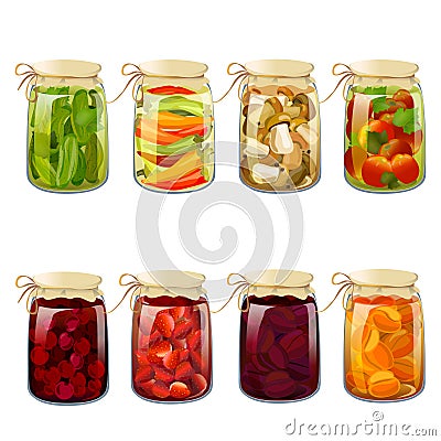 Set with tinned foods Vector Illustration