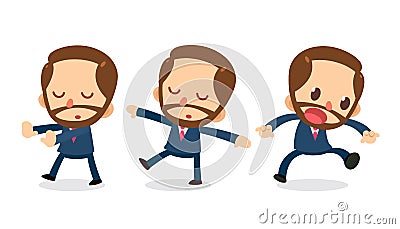 Set of Tiny businessman character in actions. Daydream. Stock Photo