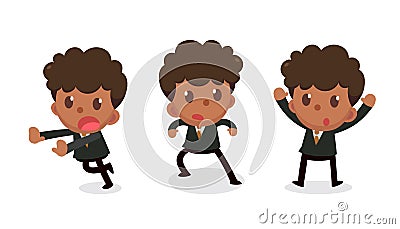 Set of tiny businessman character in actions. Surrender. Stock Photo