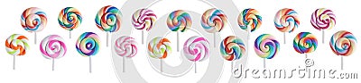 Set of tiny colorful swirl lollypop isolated o white Stock Photo