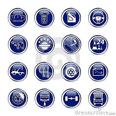 Set to auto logo, badge, emblem or logotype for mechanic, car re Vector Illustration