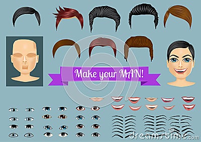 Set to create unique characters Stock Photo
