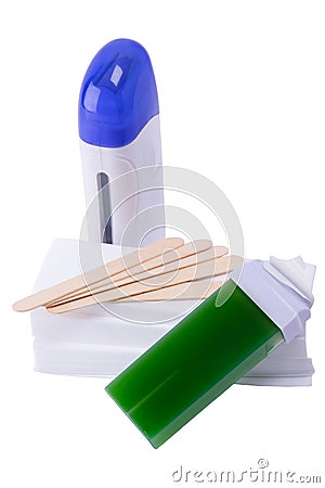 Set to remove hair from the body with hot wax Stock Photo