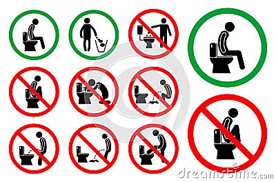 Set of toilet hygiene sign. easy to modify Stock Photo