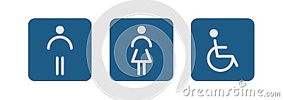 Set of toilet icons - disabled, infant, men, women Vector Illustration