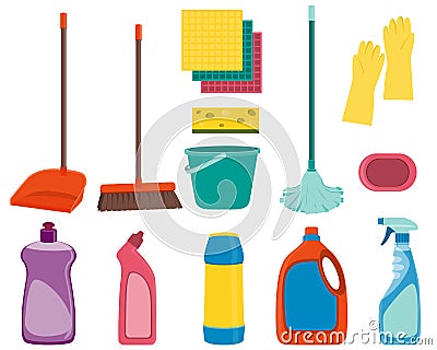 Set tools for cleaning Vector Illustration