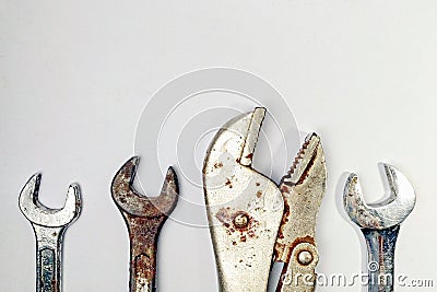 Set of tools closeup isolated Stock Photo