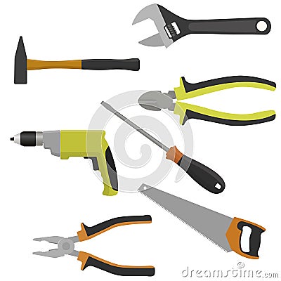 Set of tools for construction and repair. Vector Illustration