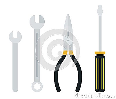 Set of tools Drone wireless vector icon flat isolated. Vector Illustration