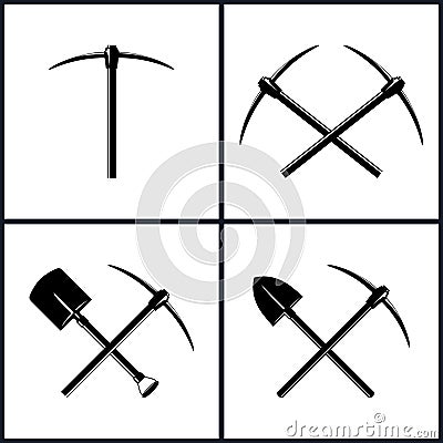 Set of Tools for Excavation Vector Illustration