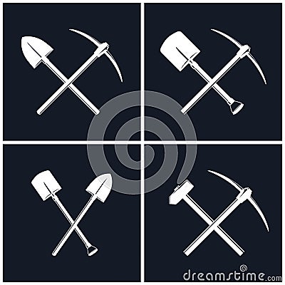 Set of Tools for Excavation and Percussion Works Vector Illustration