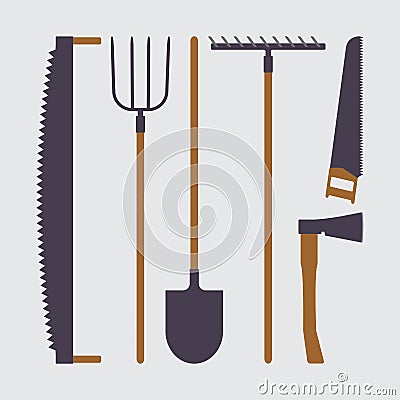 Set of tools for farmers farming in the flat style Vector Illustration