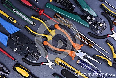 Set of tools to electrical installations Stock Photo