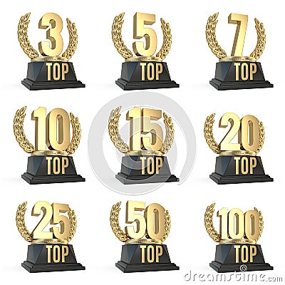 Set of Top award cup symbols isolated on white background Stock Photo