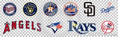 Set of top 10 MLB teams logos Vector Illustration