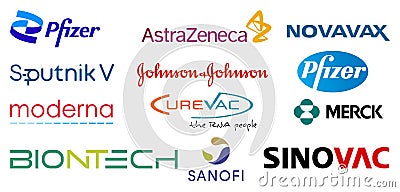 Set of top pharmaceutical companies logo Vector Illustration