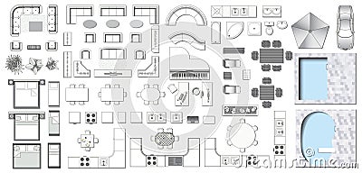 Icons set of interior Vector Illustration