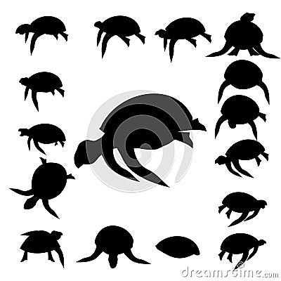 Set tortoise silhouette Vector Illustration