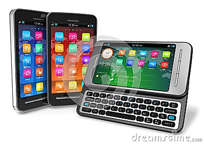 Set of touchscreen smartphones Stock Photo