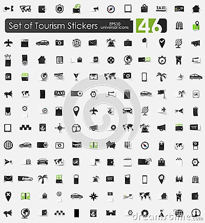 Set of tourism stickers Vector Illustration