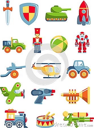 Set of toys for boys Vector Illustration
