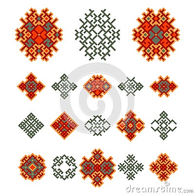 Set with traditional japanese design elements Vector Illustration