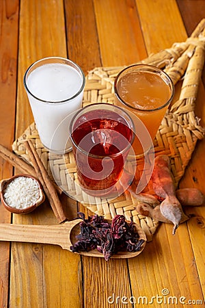 Set of mexican fresh water also called `aguas frescas` Stock Photo