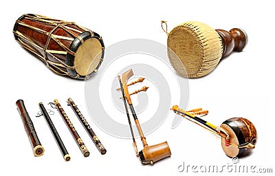 Set of Traditional Thai musical instruments Stock Photo