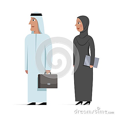 Set of traditionally clothed muslim arab businessmen character f Vector Illustration