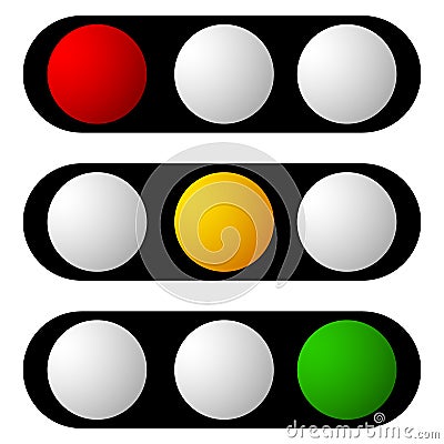 Set of traffic lamp, traffic light, semaphore icons Vector Illustration