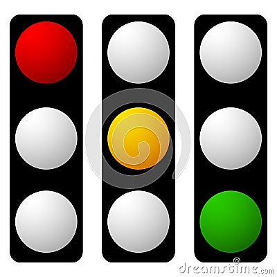 Set of traffic lamp, traffic light, semaphore icons Vector Illustration