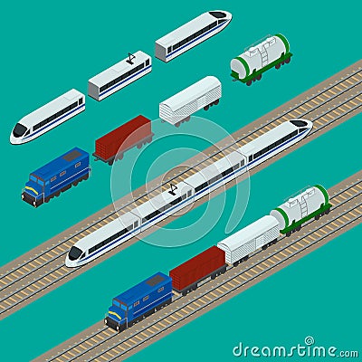 Set train icons Vector Illustration