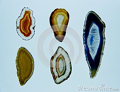 Set of translucent Agate on bright background Stock Photo