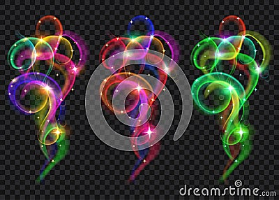 Set of translucent colored smokes Vector Illustration