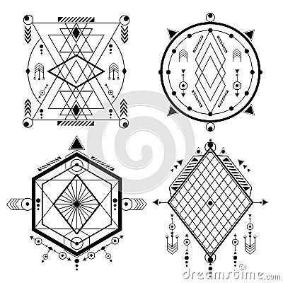 Set of Transmutation circles, alchemical symbol, modern sacred geometry.The art of tattooing, the design of logos, corporate Vector Illustration