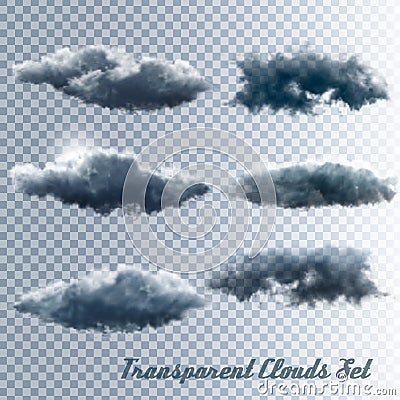 Set of transparent clouds. Vector Illustration