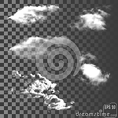 Set of transparent clouds. Vector Illustration