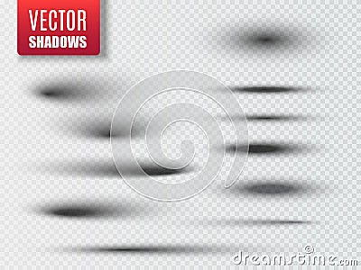Set of transparent oval shadow with soft edges . Vector Vector Illustration