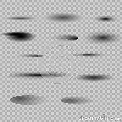 Set of transparent oval shadow Vector Illustration