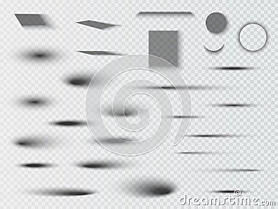 Set of transparent oval shadow with soft edges . Vector Vector Illustration