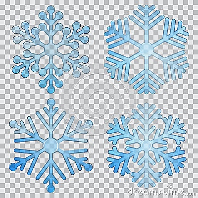 Set of transparent snowflakes Stock Photo