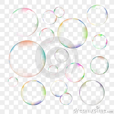 Set of transparent vector soap bubbles Vector Illustration