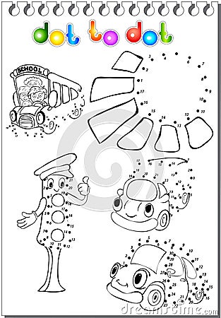 Set of transportation dot to dot Vector Illustration