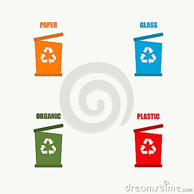 Set of trash can. Waste .Trash cans. Vector illustration. EPS 10 Stock Photo