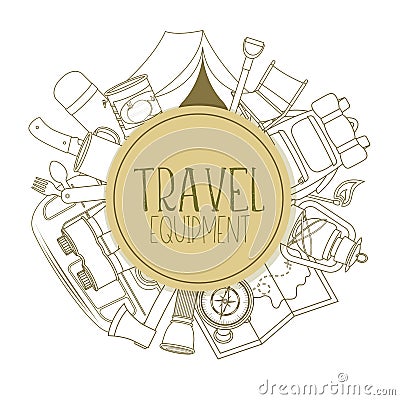 Camping and tourism equipment Vector Illustration