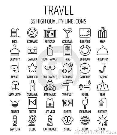 Set of travel icons in modern thin line style. Vector Illustration